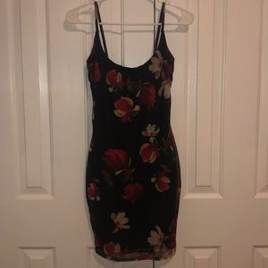 Mesh Printed Floral Bodycon